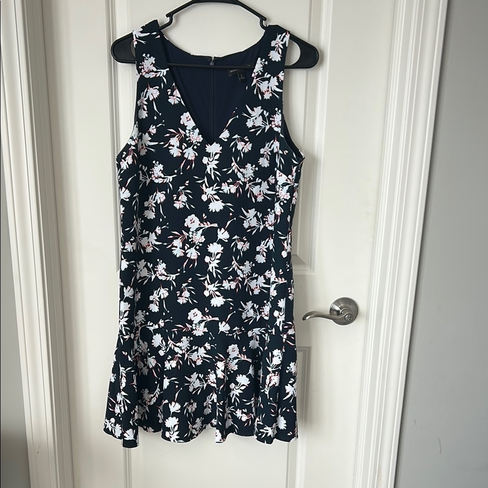 Banana Republic Floral Navy Sleeveless Dress